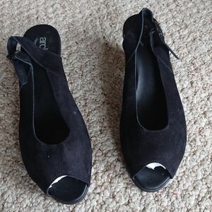 Arche Black Leather Slingback Sandals size 8